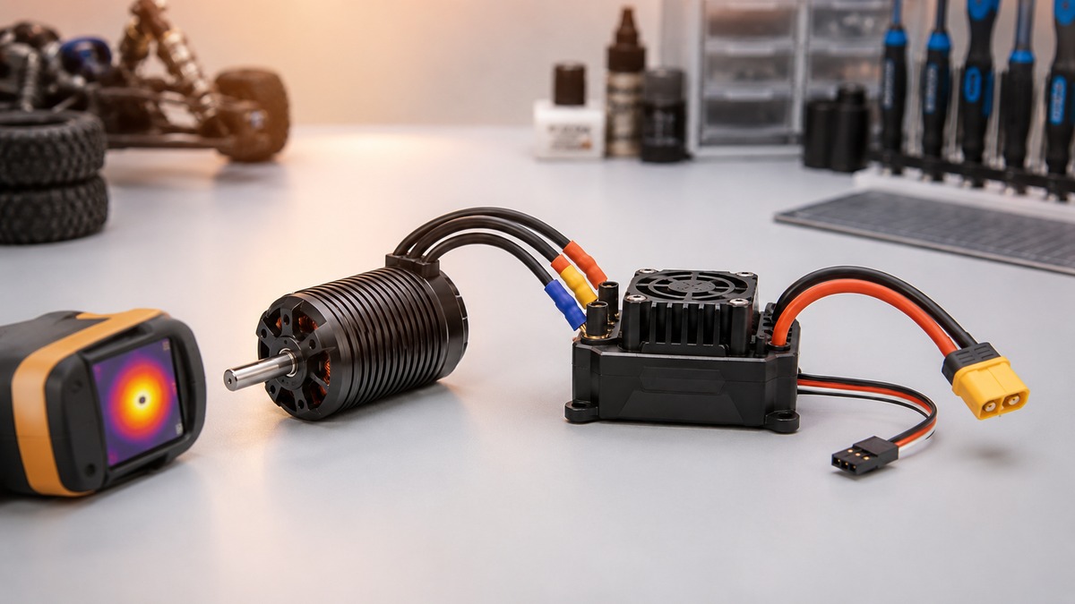 Temperature check on an RC motor